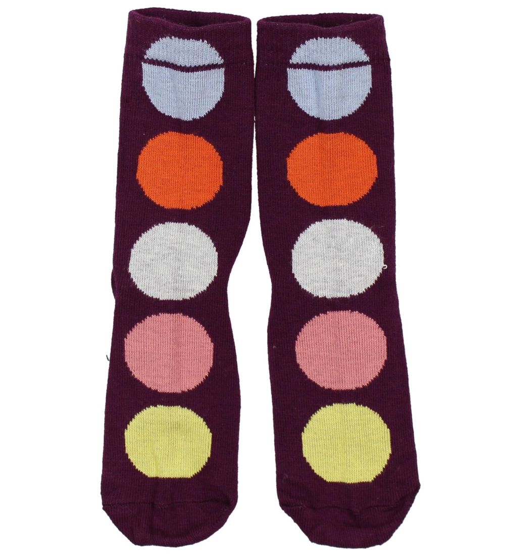 Melton Strømper - Aubergine m. Cirkler
