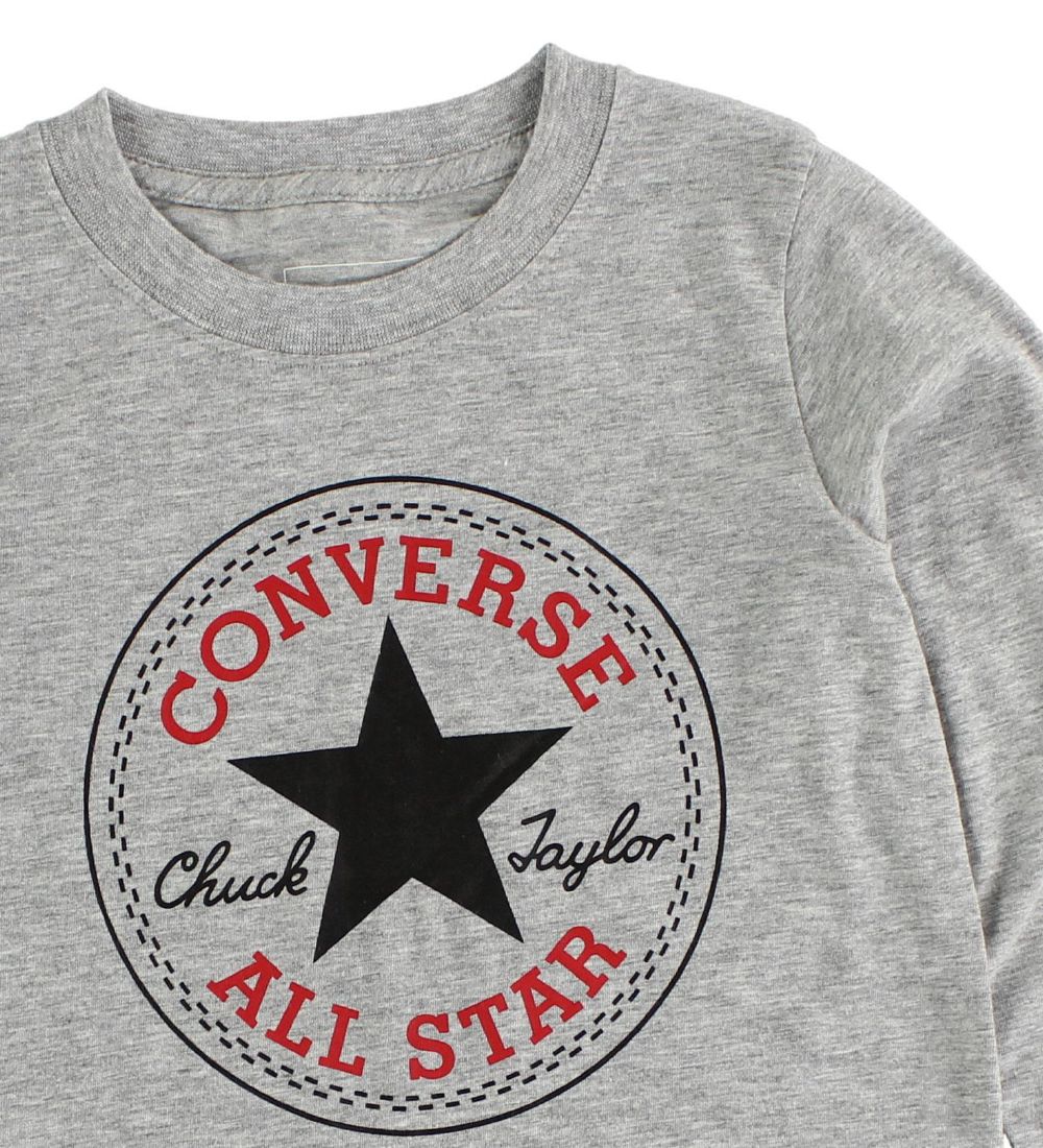 Converse Bluse - Gråmeleret m. Logo