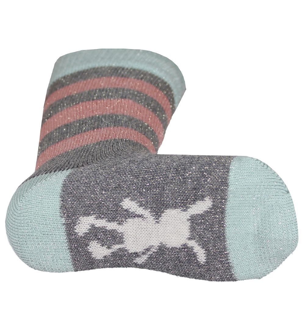 Small Rags Strømper - Grace - Gråmeleret m. Glitter/Striber