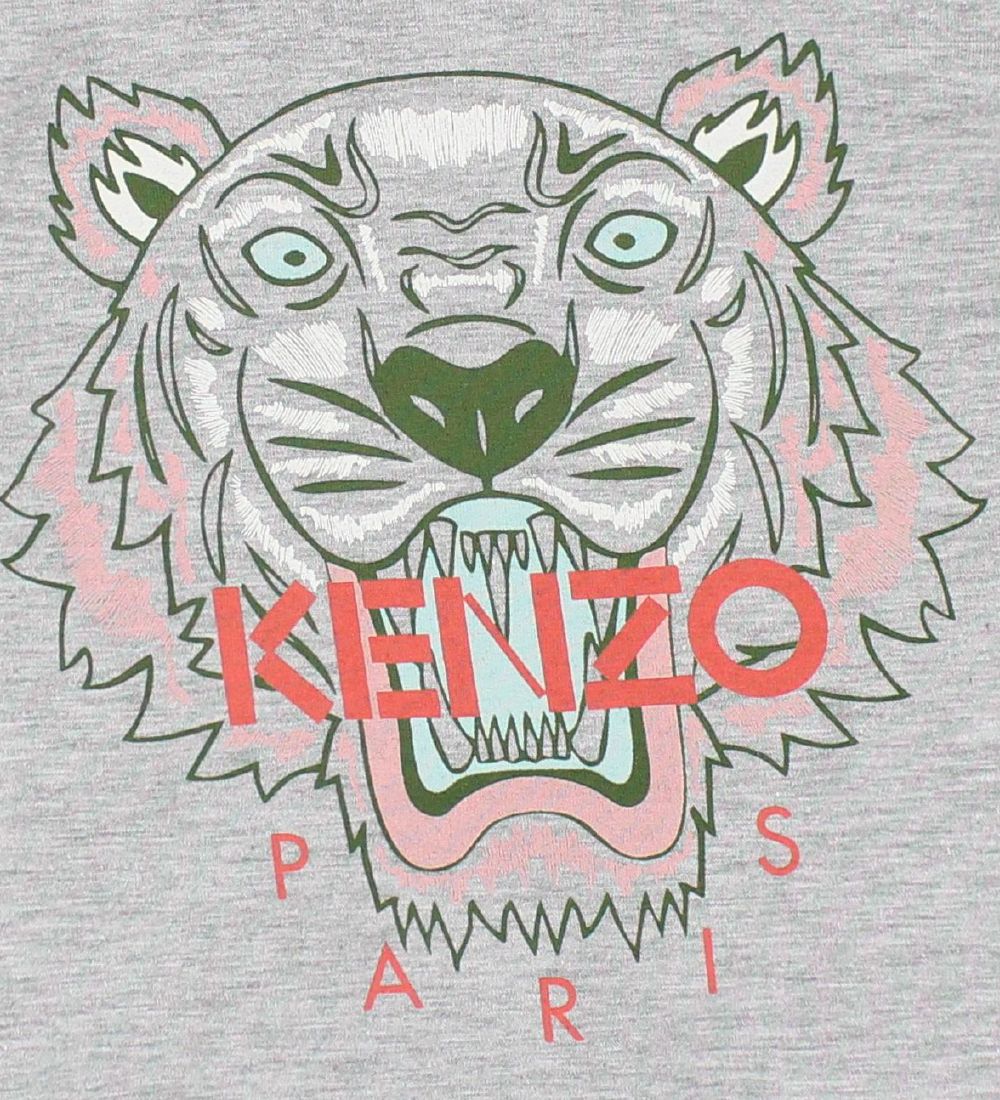 Kenzo T-shirt - Grmeleret m. Tiger