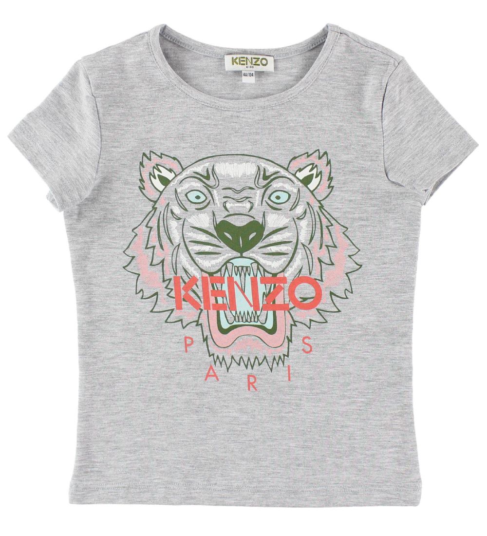 Kenzo T-shirt - Grmeleret m. Tiger