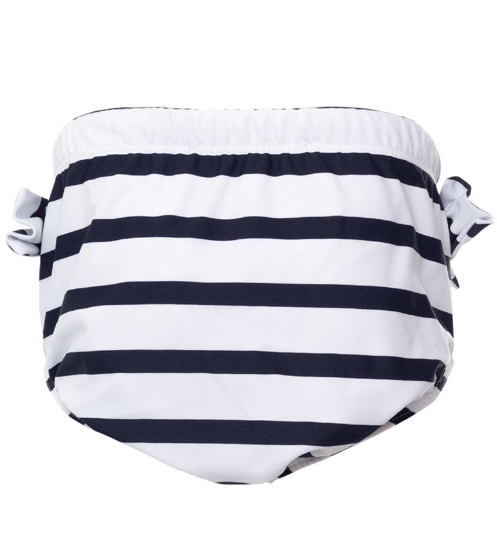 Petit Crabe Blebadebukser - Lea - UV50+ - Hvid/Navystribet