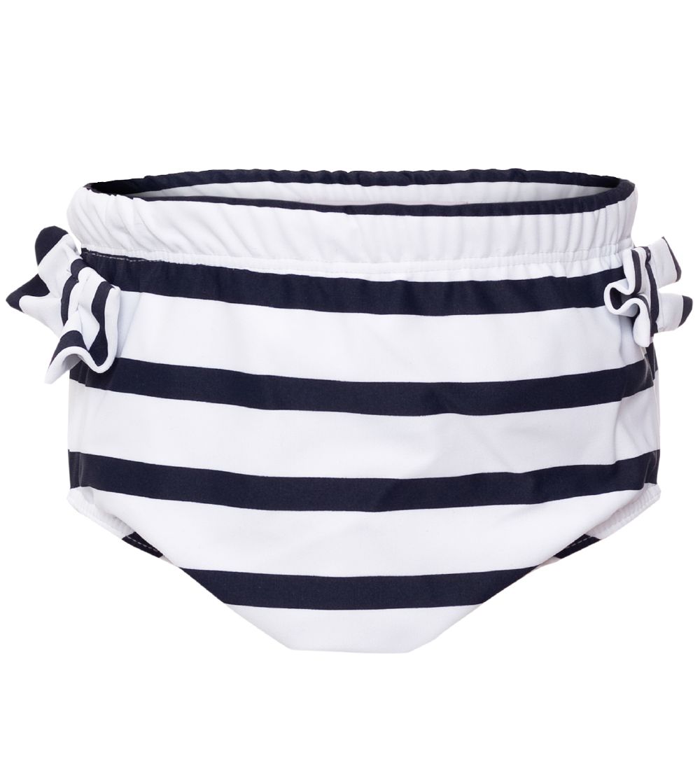 Petit Crabe Blebadebukser - Lea - UV50+ - Hvid/Navystribet