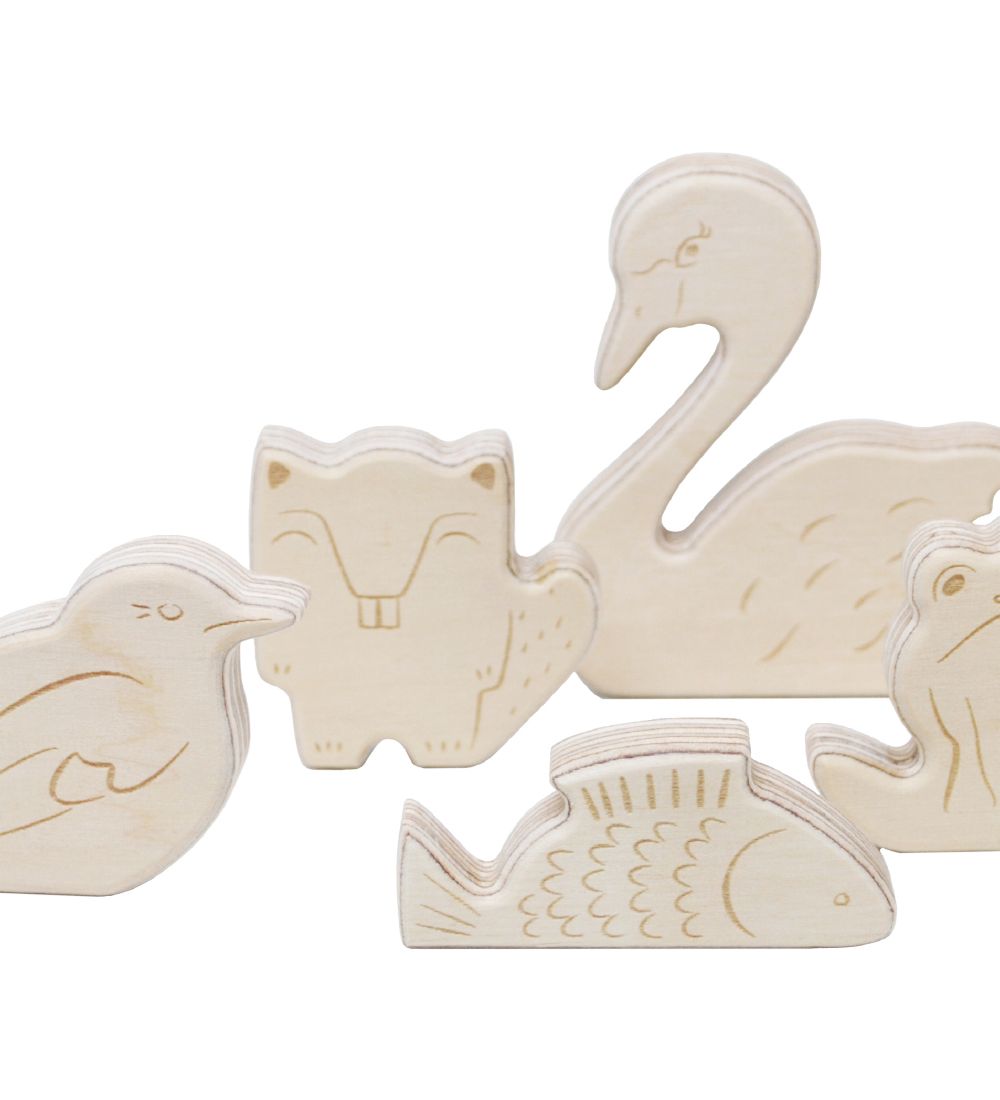 Loullou Figurer - 9 cm - Træ - Pond Animals - Dyr