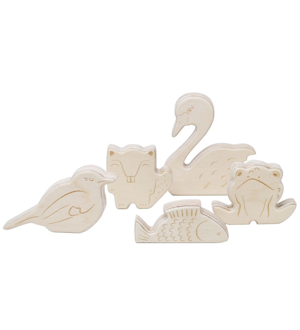 Loullou Figurer - 9 cm - Træ - Pond Animals - Dyr