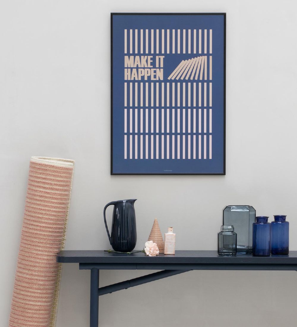 Vissevasse Plakat - 30x40 - Make It Happen - Navy