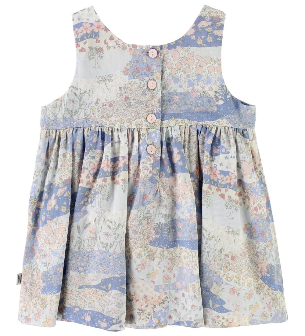 Wheat Kjole - Pinafore - Blå m. Print