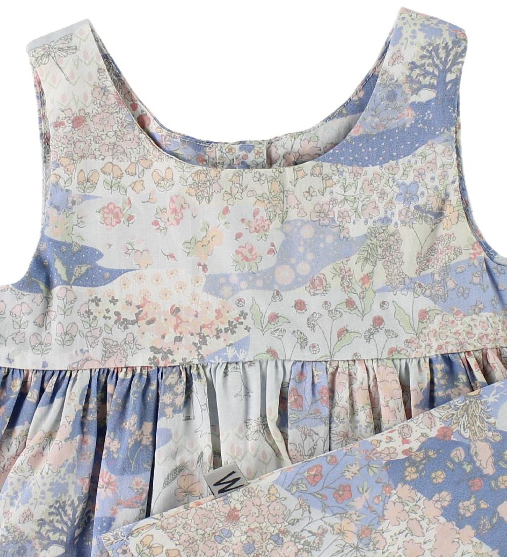 Wheat Kjole - Pinafore - Blå m. Print