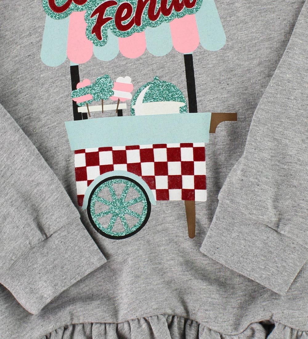 Fendi Kids Kjole - Sweat - Gråmeleret m. Glimmer Print