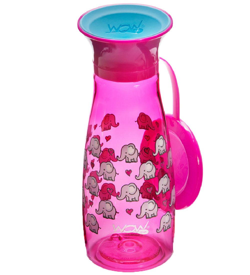 Wow Cup Drikkedunk - Mini - 350 ml - Pink m. Elefanter