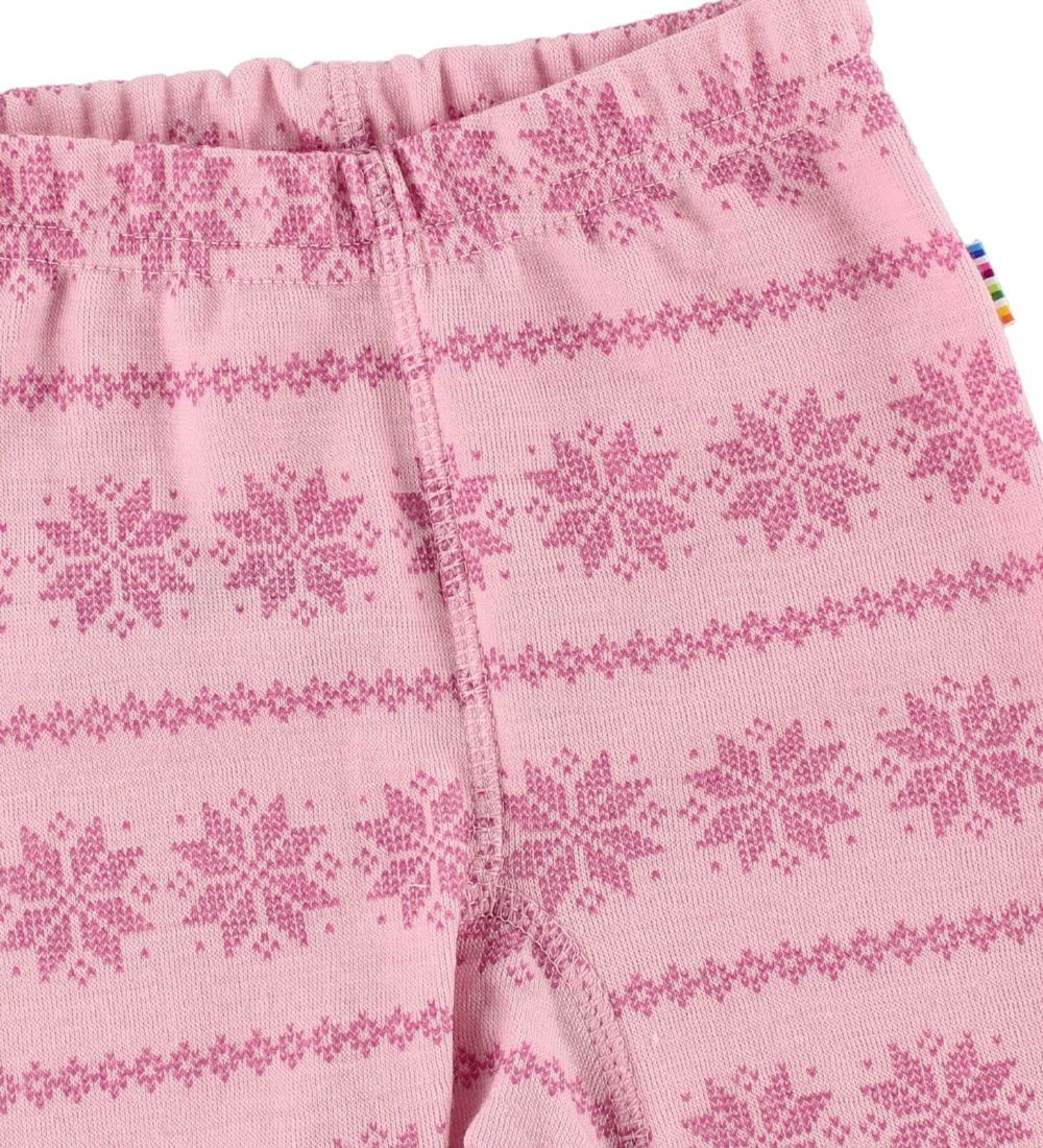 Joha Leggings m. Fod - Uld - Rosa m. Mønster