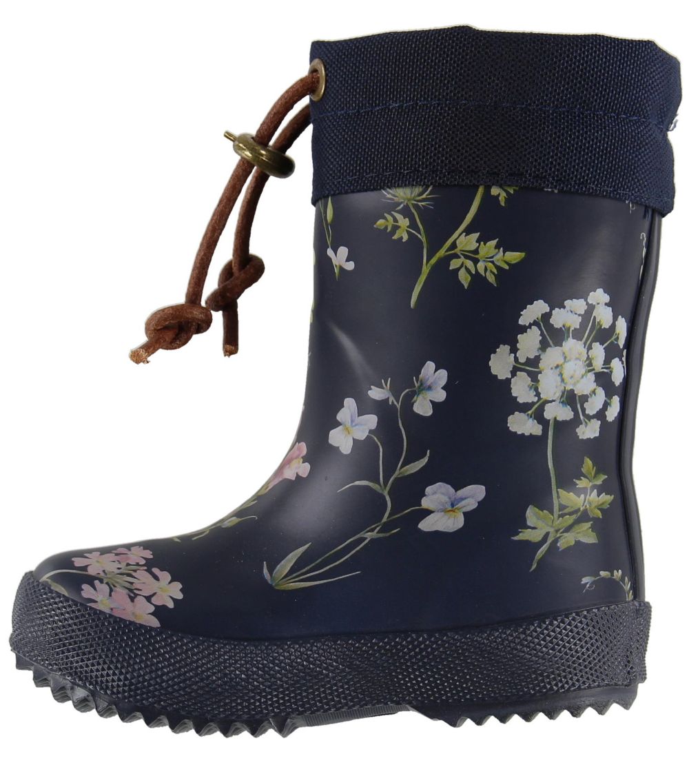 Bisgaard Termostøvler - Navy m. Blomster/Snøre