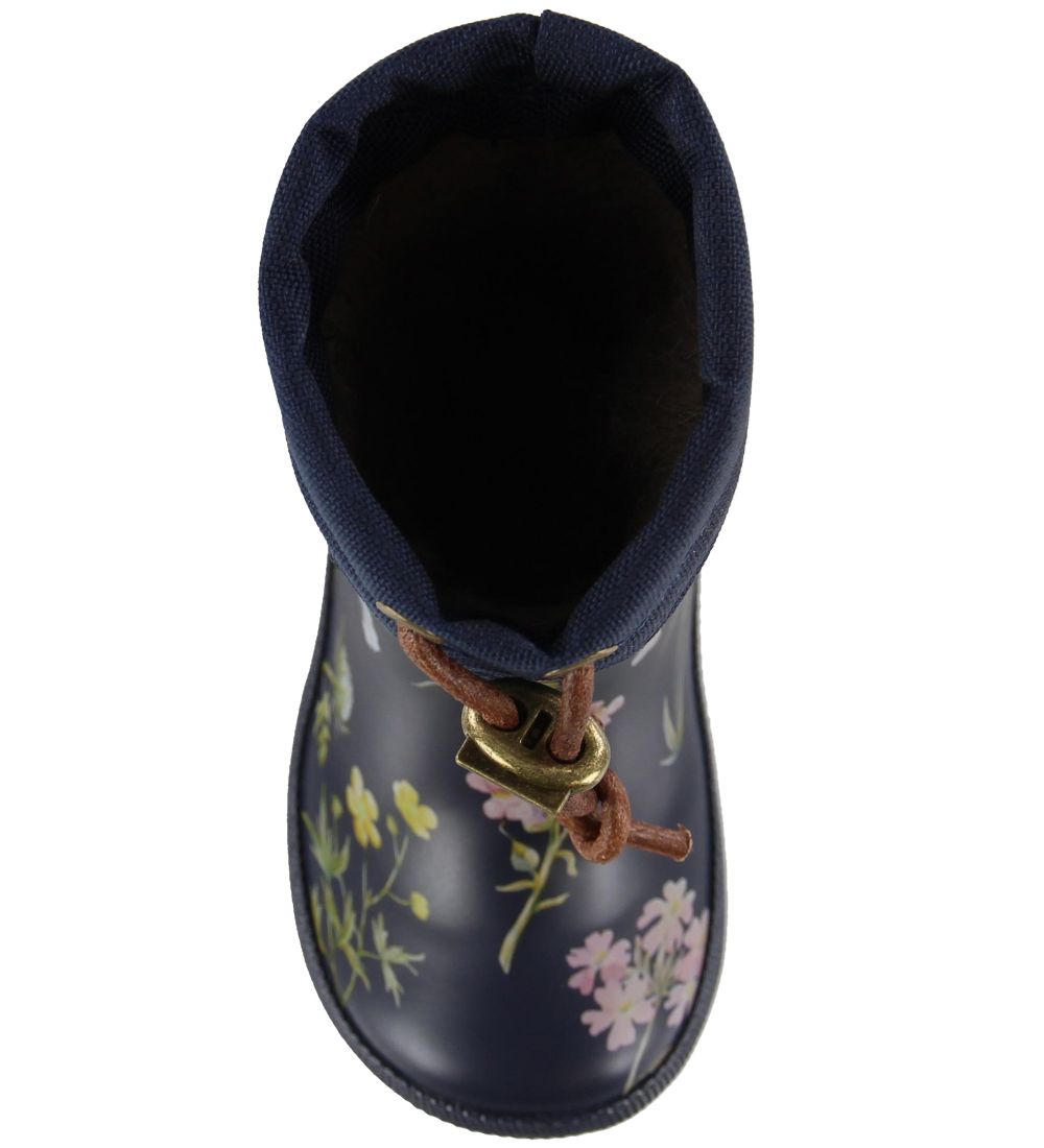 Bisgaard Termostøvler - Navy m. Blomster/Snøre
