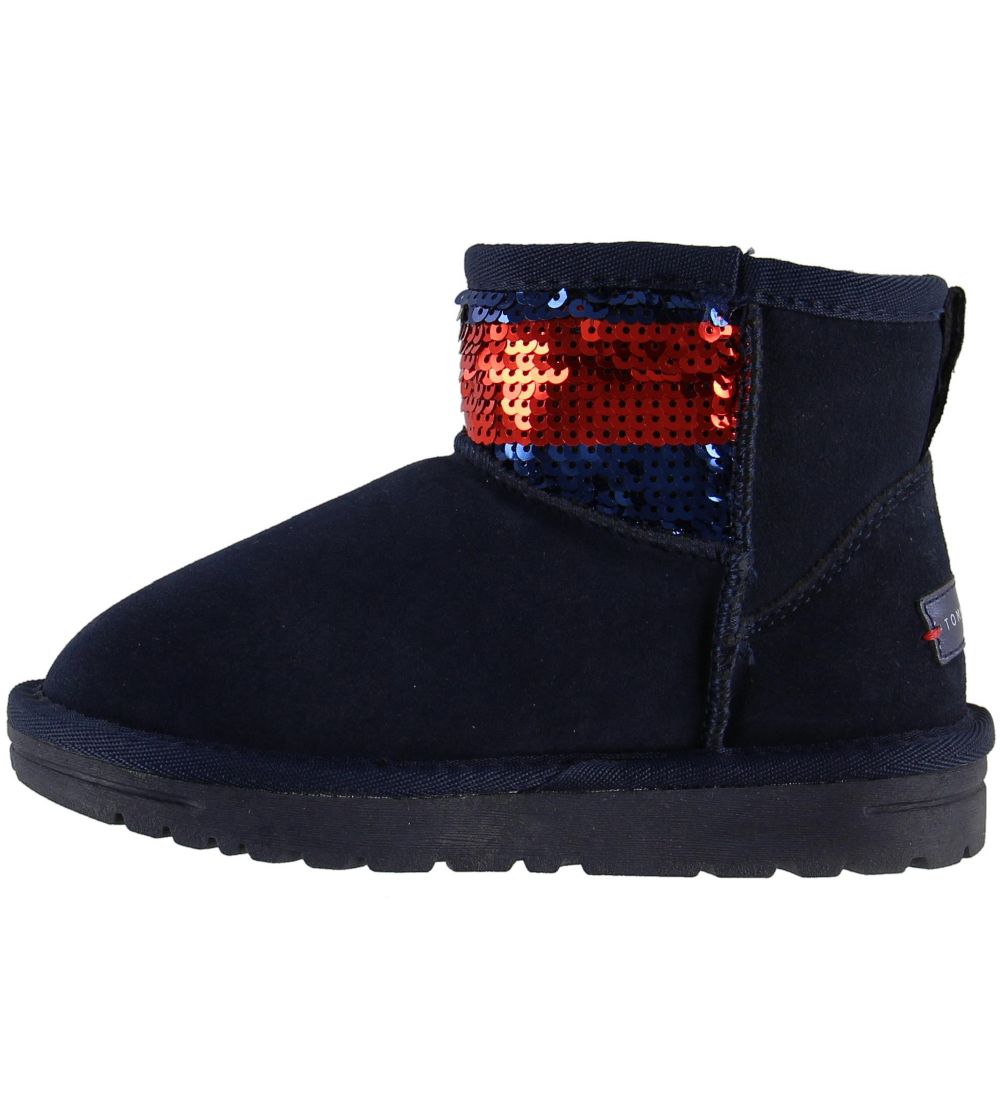 Tommy Hilfiger Bamsestøvler m. For - Navy m. Pailletter