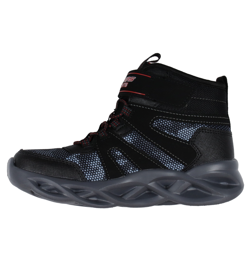 Skechers Støvler m. Lys - Twisted Brights - Sort/Rød
