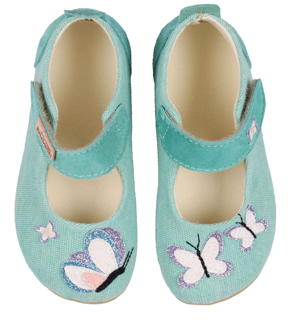 Living Kitzbühel Ballerina Hjemmesko - Aqua Sea m. Sommerfugl