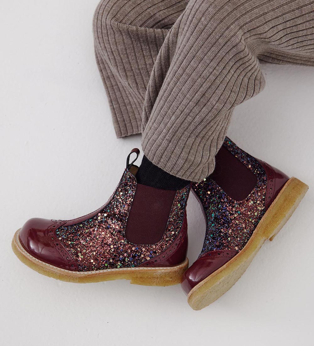 Angulus Støvler - Chelsea - Plum/Bordeaux m. Glimmer