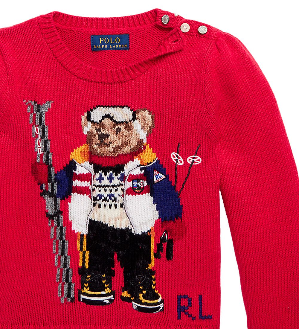 Polo Ralph Lauren Bluse - Strik - Rød m. Bamse