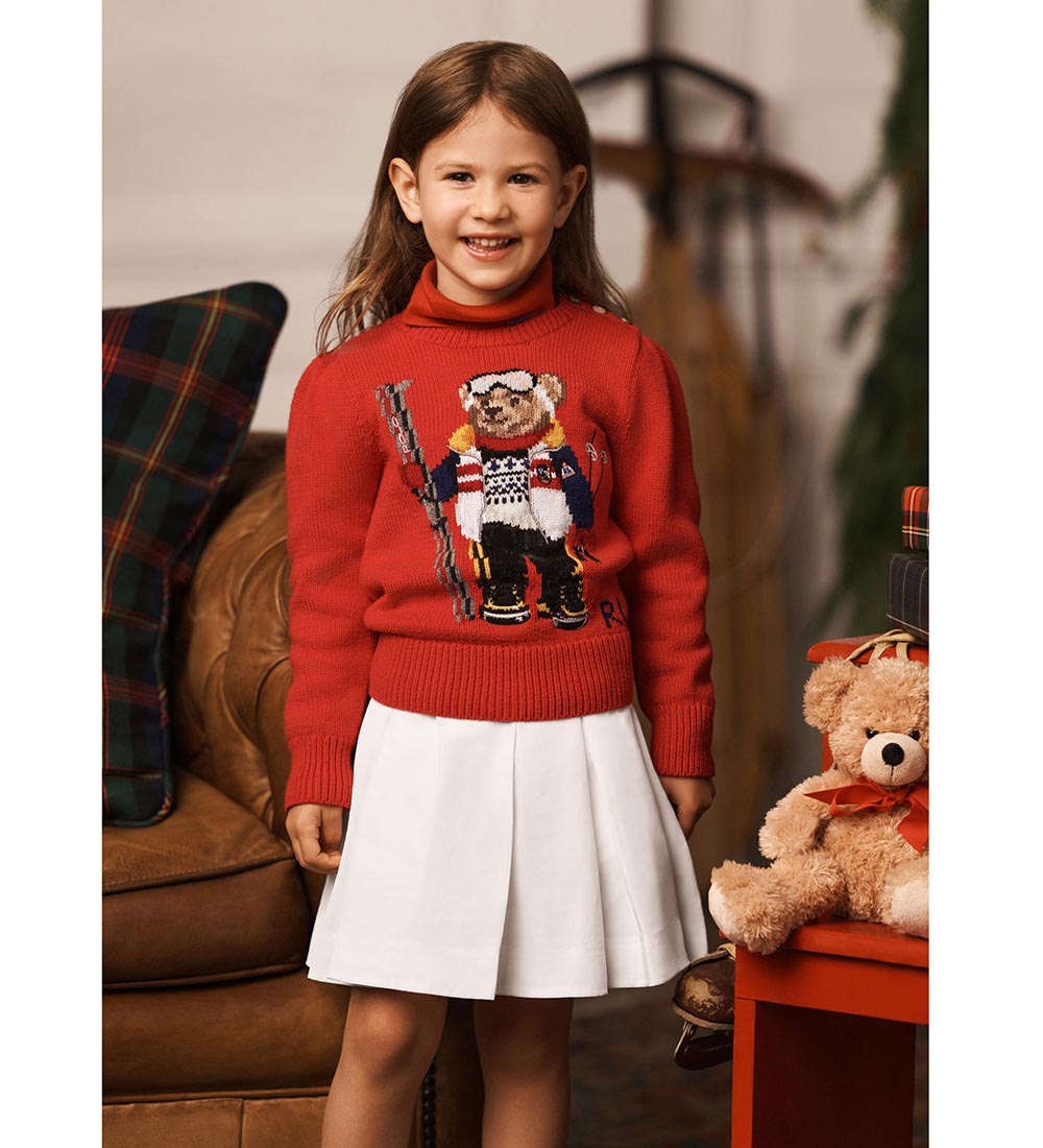 Polo Ralph Lauren Bluse - Strik - Rød m. Bamse