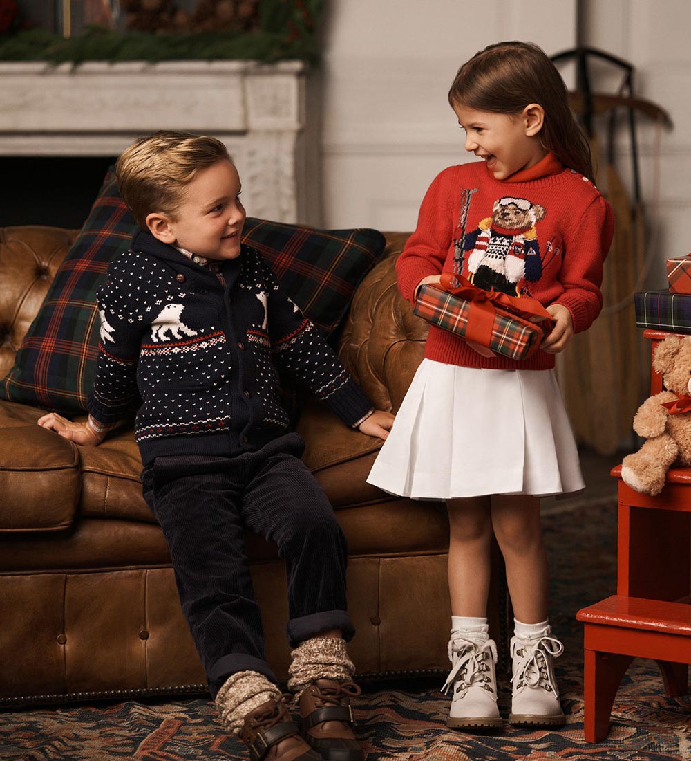 Polo Ralph Lauren Bluse - Strik - Rød m. Bamse