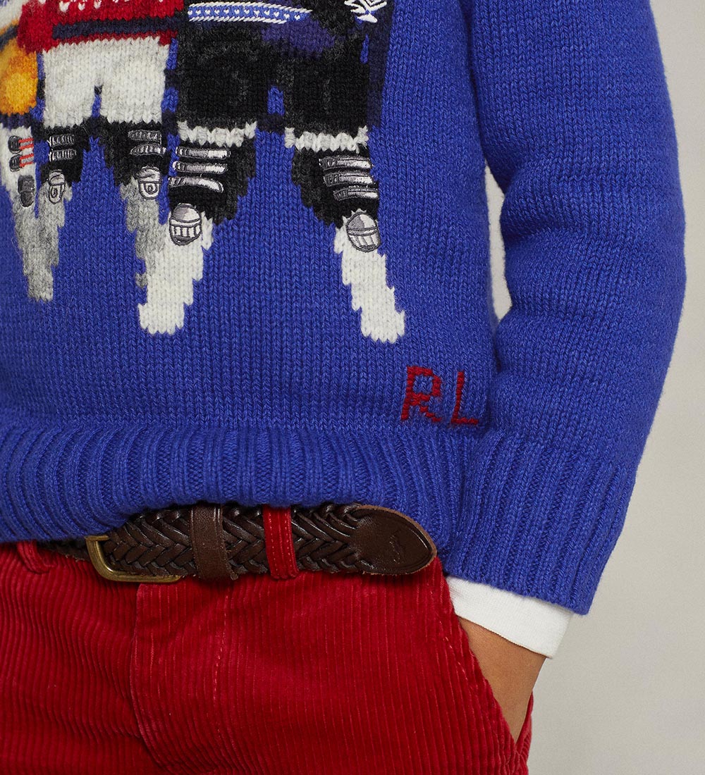 Polo Ralph Lauren Bluse - Strik - Classics IV - Blå m. Bamser