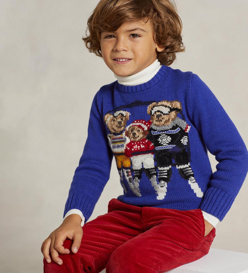 Polo Ralph Lauren Bluse - Strik - Classics IV - Blå m. Bamser