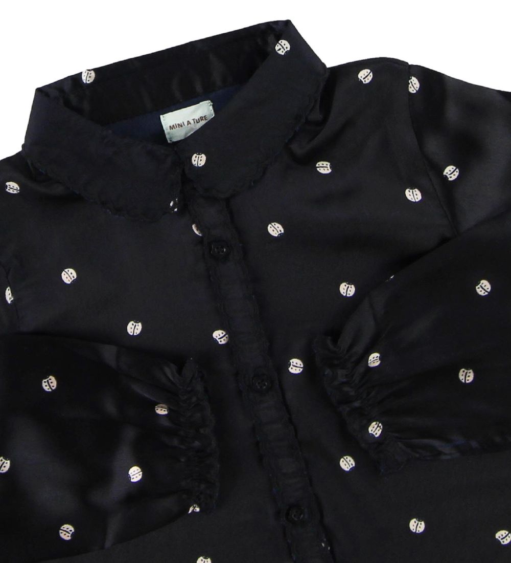 Mini A Ture Skjorte - Tonora - Navy m. Mariehøns