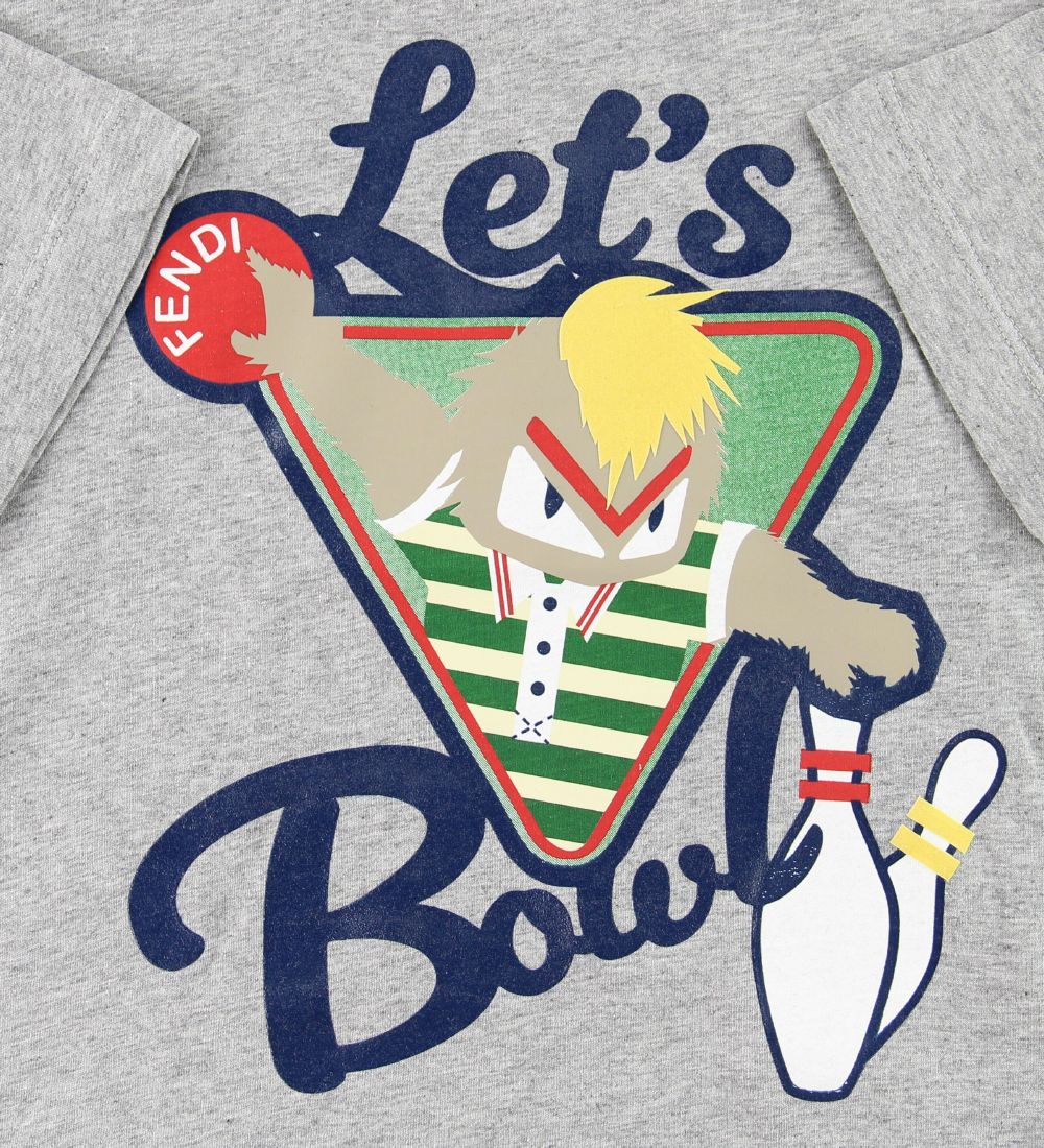 Fendi Kids T-shirt - Gråmeleret m. Bowling