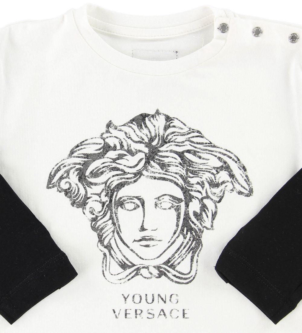 Young Versace Bluse - Creme/Sort m. Medusa