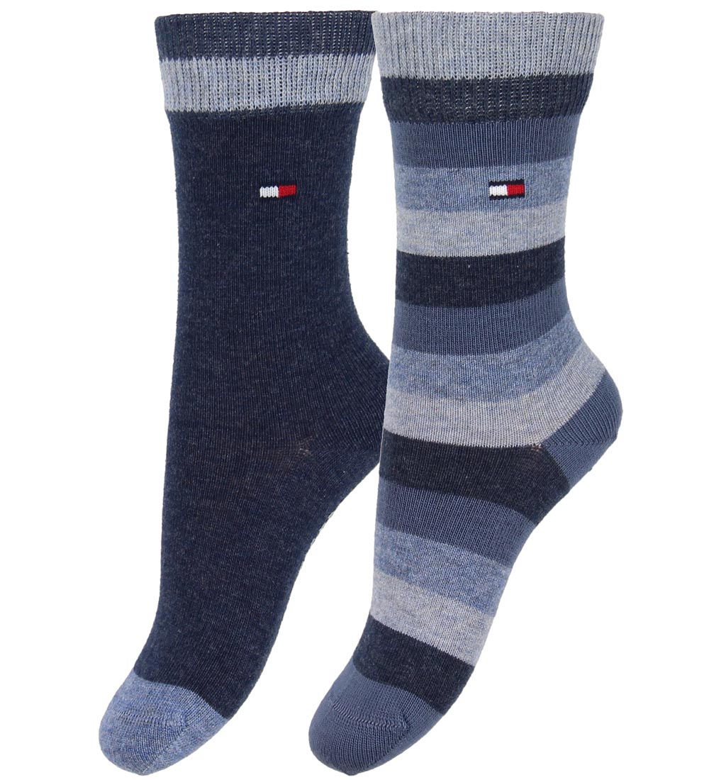 Tommy Hilfiger Strømper - 2-pak - Stripe - Blåstribet/Navy