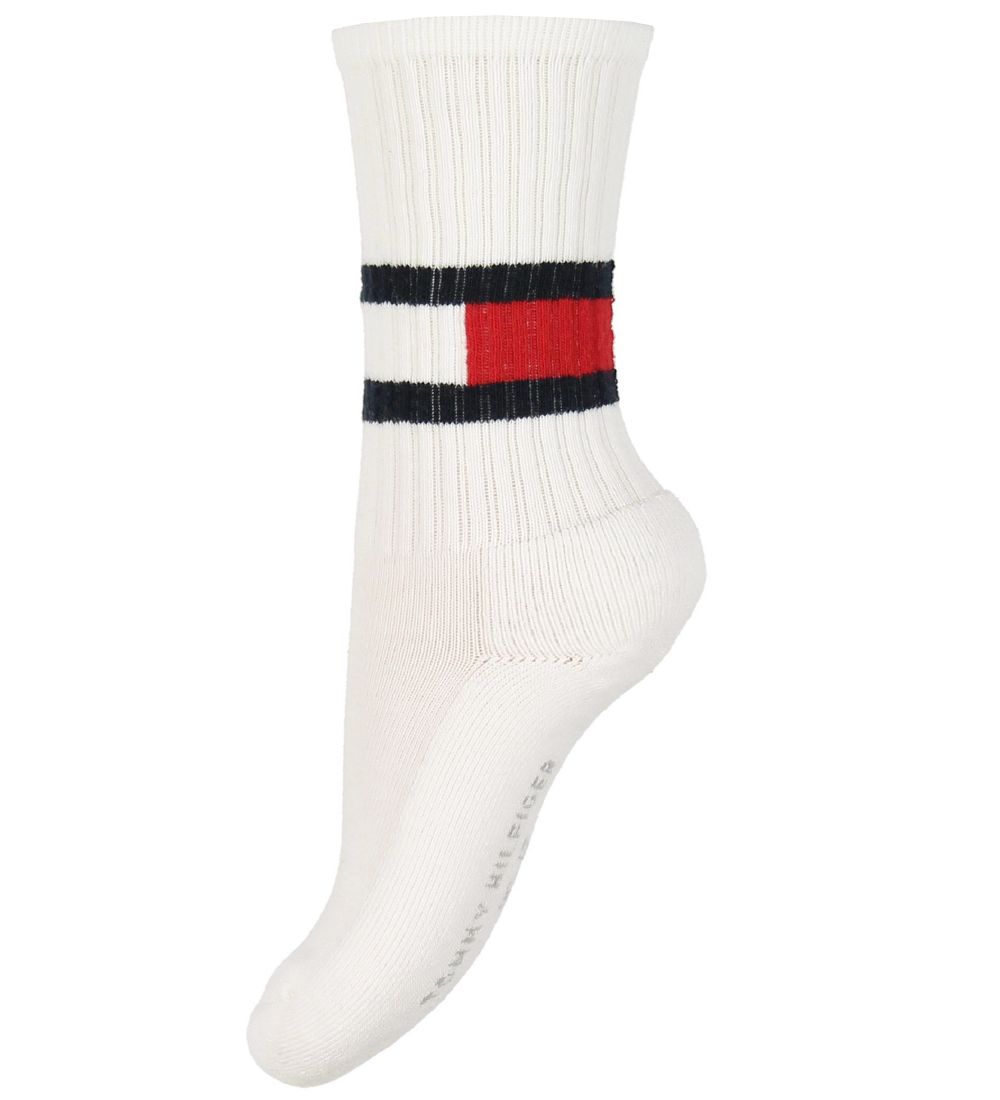 Tommy Hilfiger Strømper - 2-pak - Flag - Hvid m. Rød