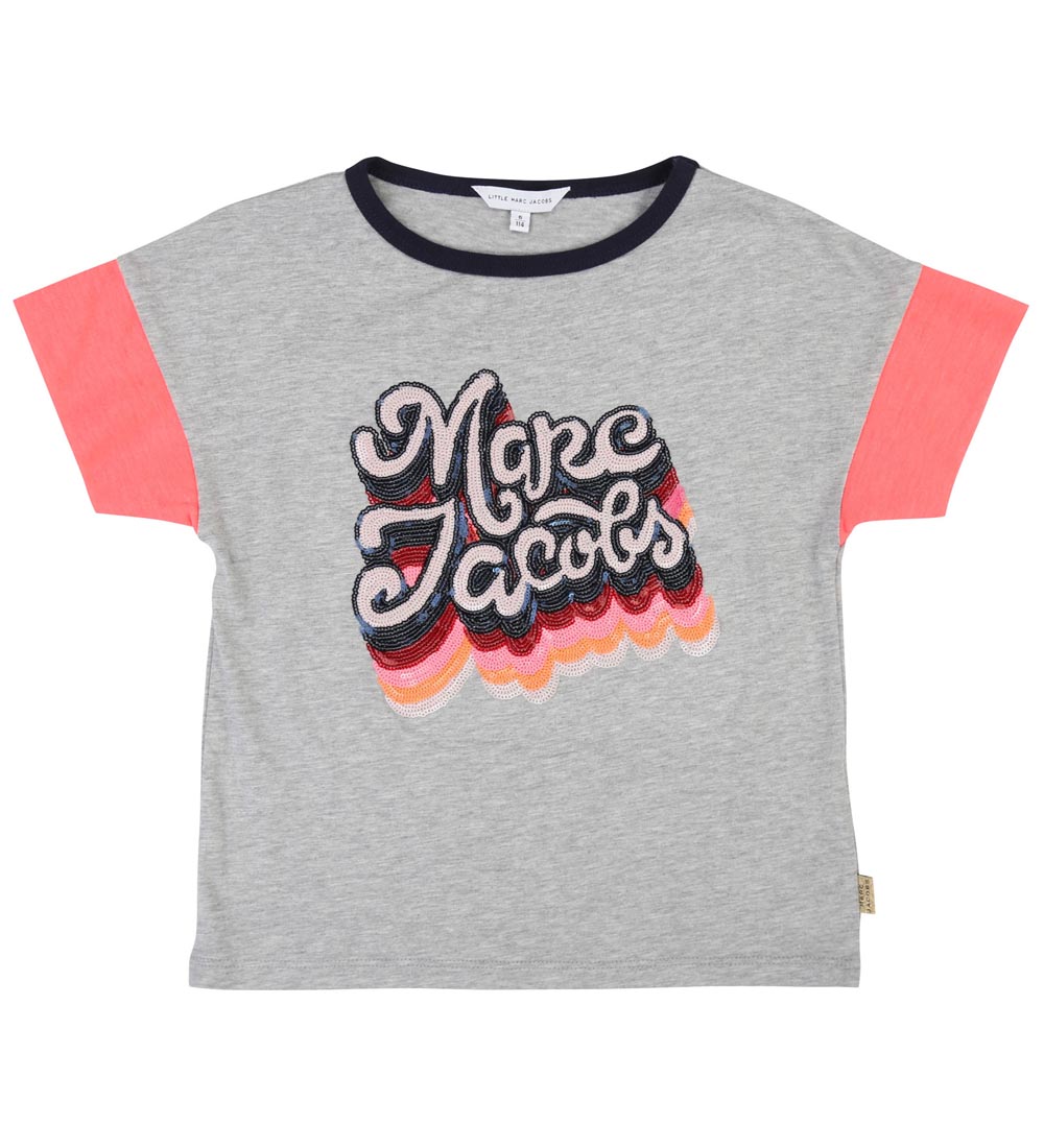 Little Marc Jacobs T-shirt - Grmeleret m. Pailletter