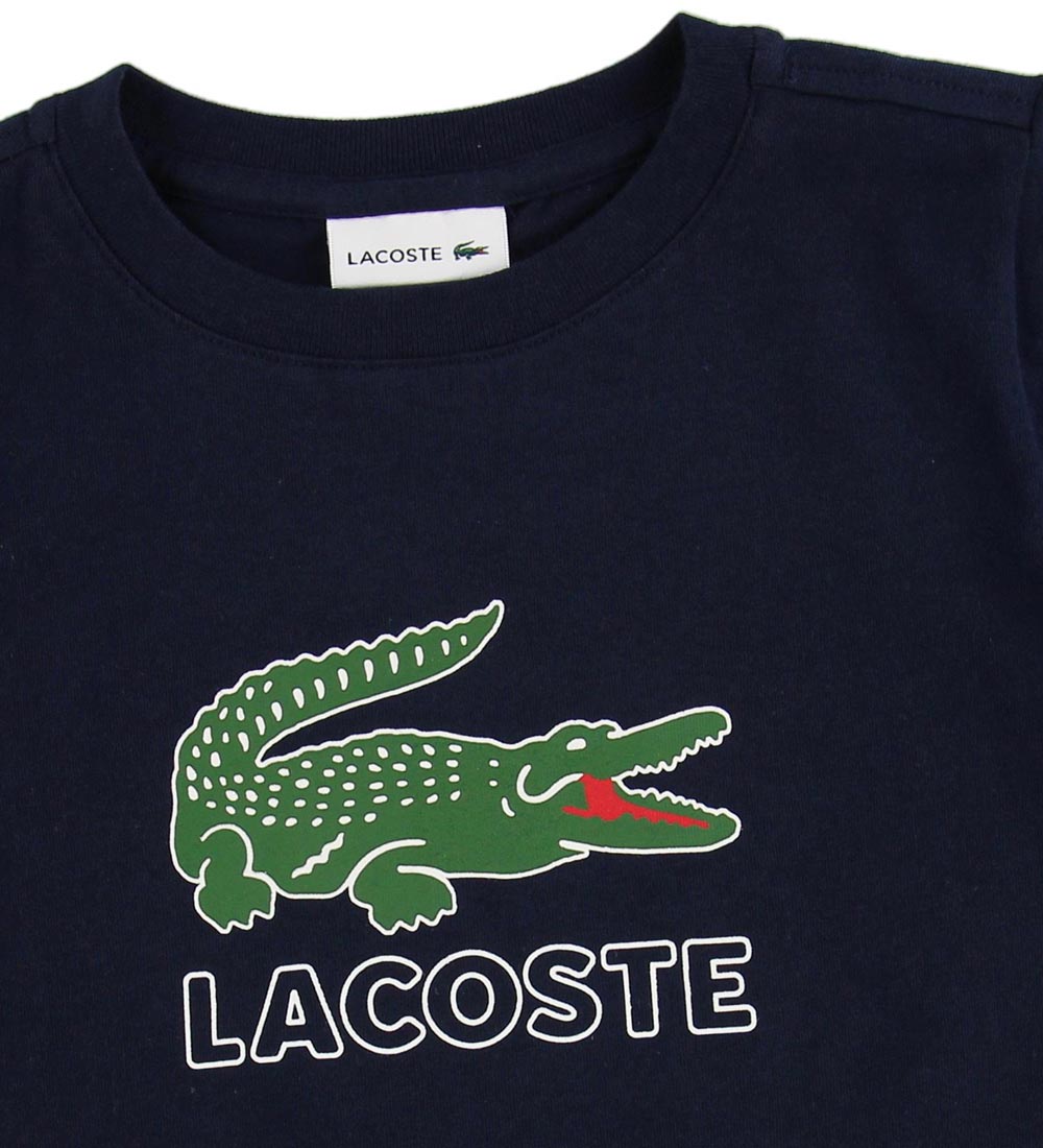 Lacoste T-shirt - Navy m. Krokodille