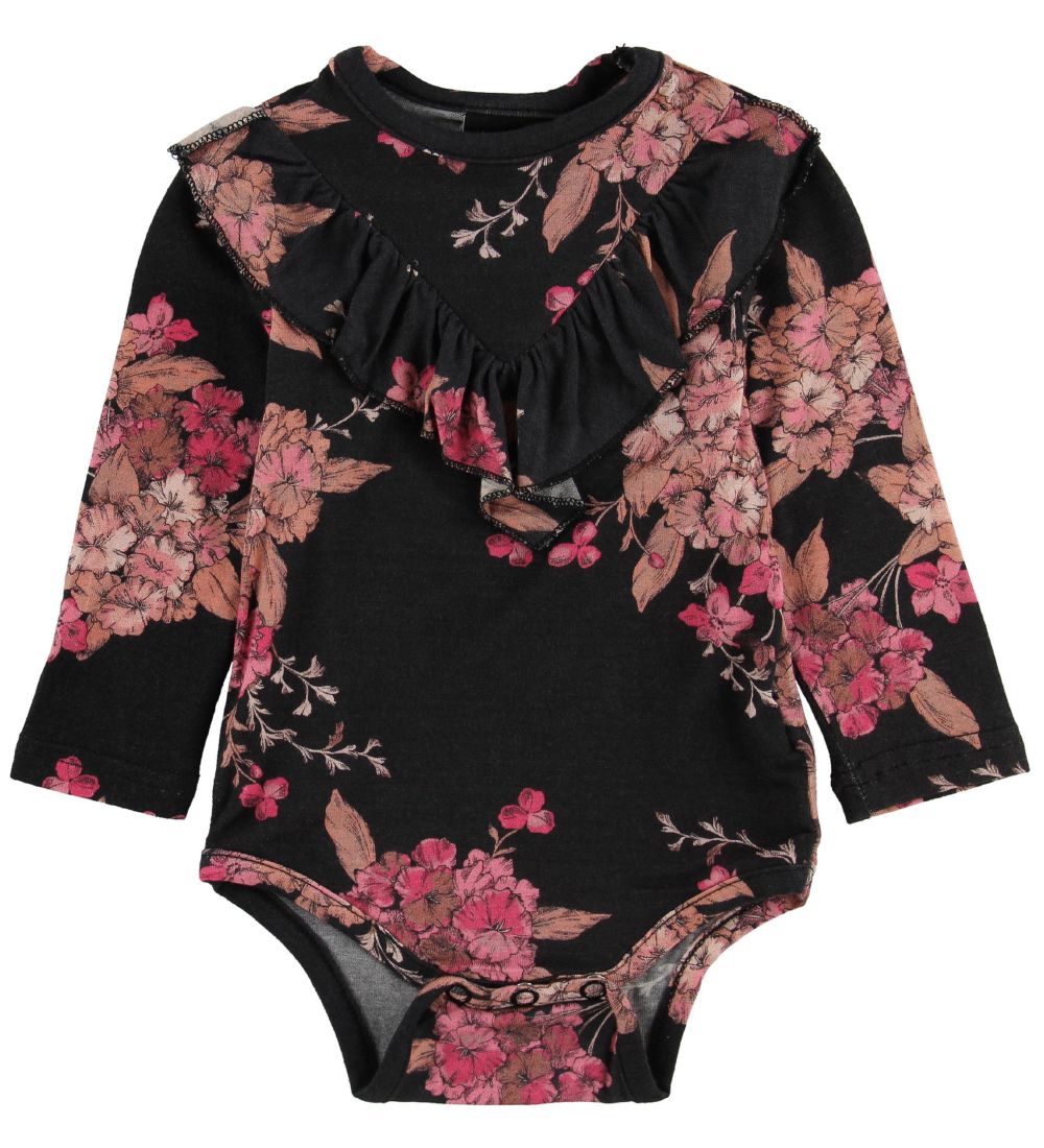 Petit by Sofie Schnoor Body l/ - Sort m. Blomster