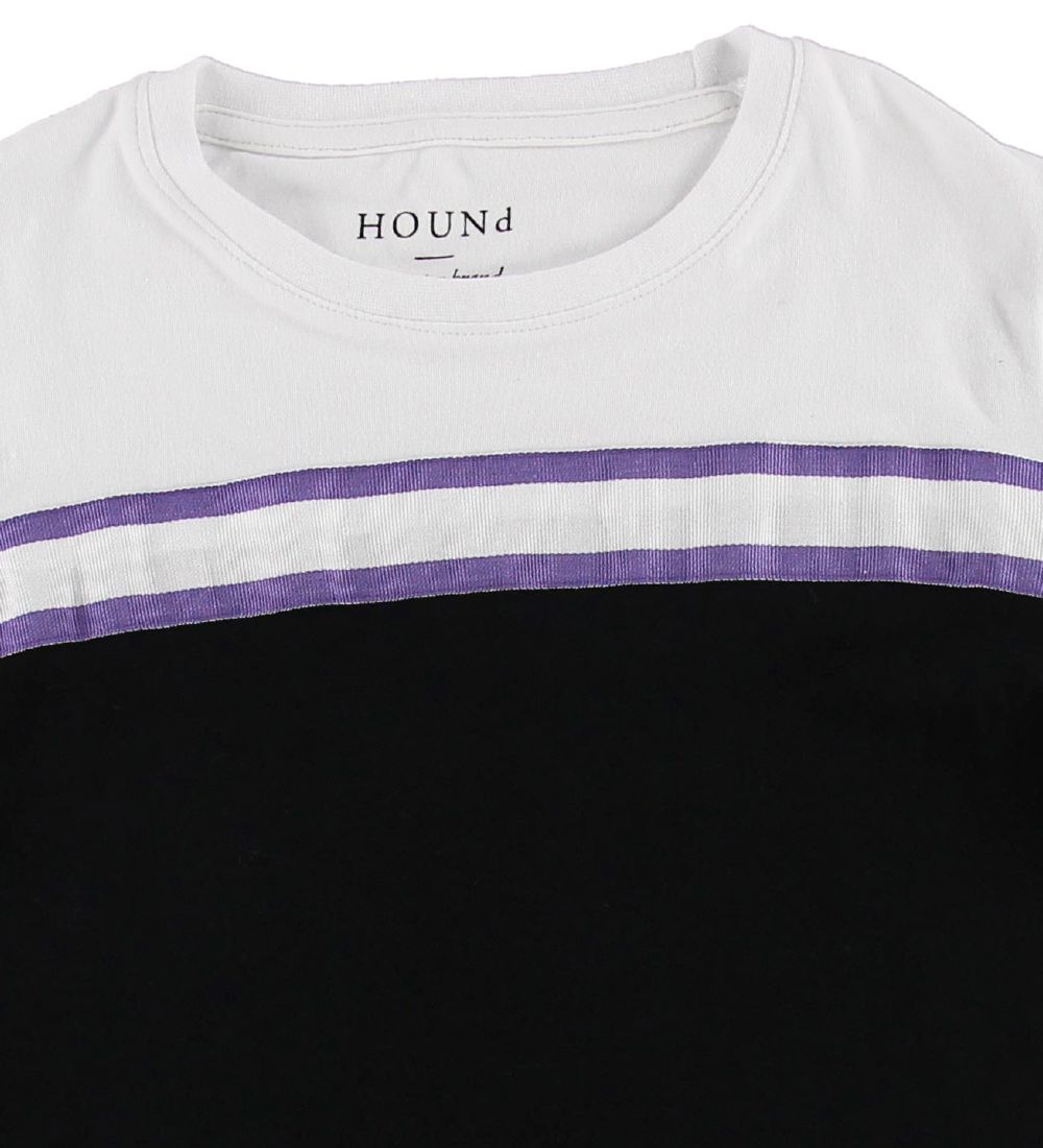 Hound T-shirt - Sort/Hvid m. Lilla Striber