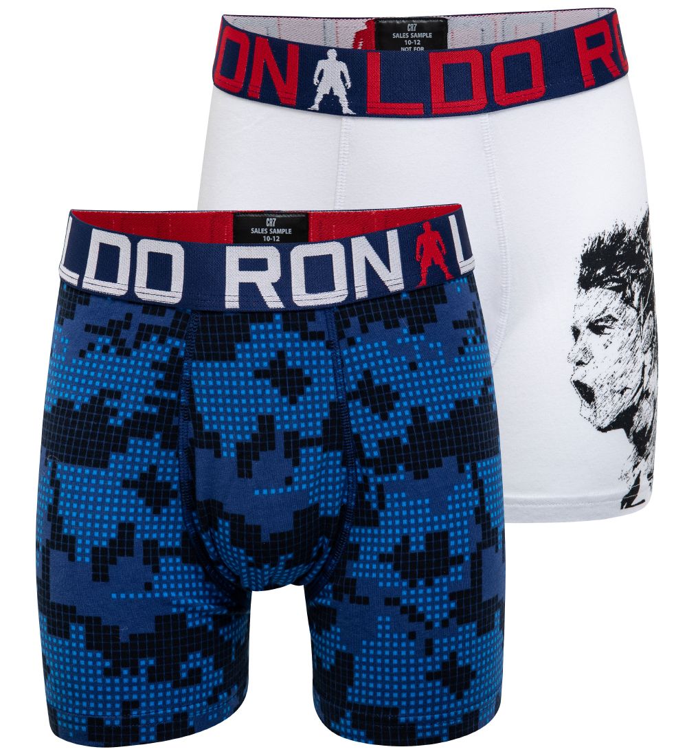 Ronaldo Boxershorts - 2-pak - Hvid/Bl m. Print