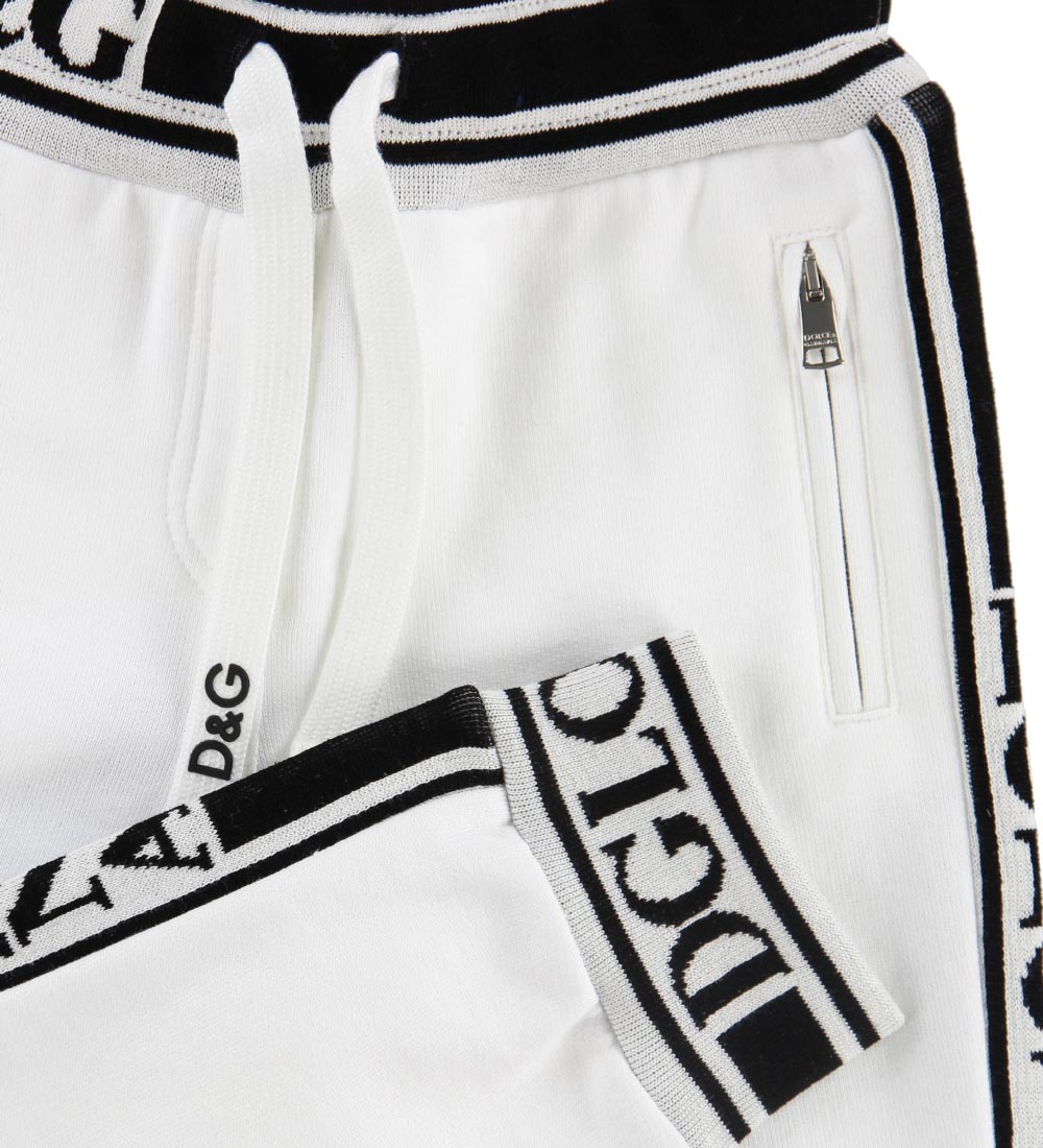 Dolce & Gabbana Sweatpants - Hvid m. Logo Stribe
