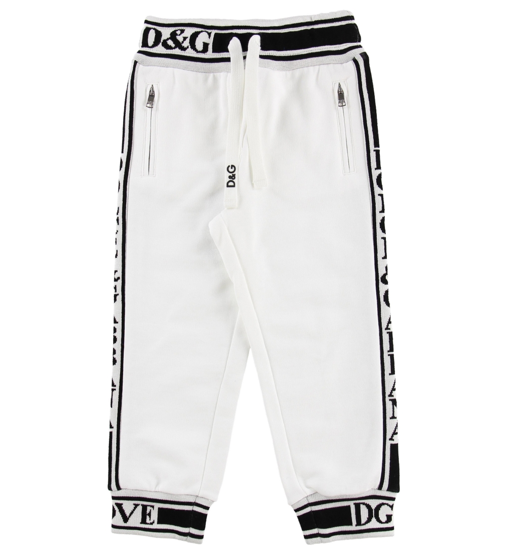Dolce & Gabbana Sweatpants - Hvid m. Logo Stribe