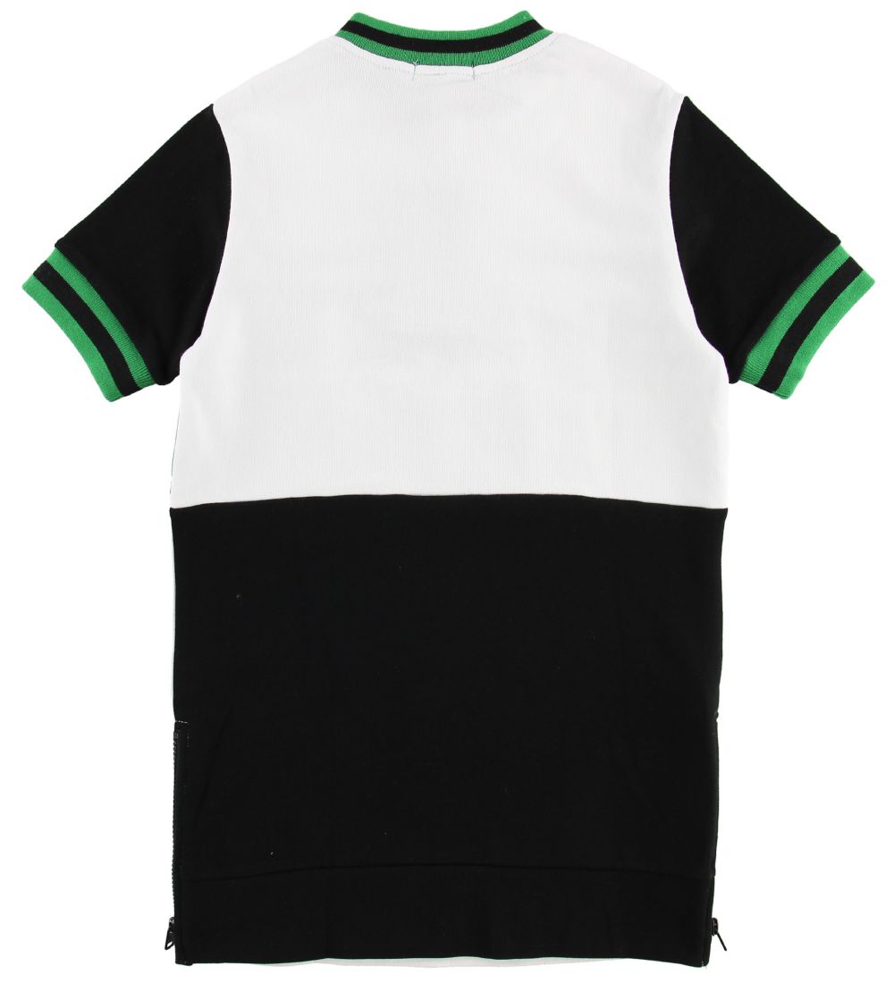 Stella McCartney Kids Kjole - Sweat - Hvid/Sort m. Grøn