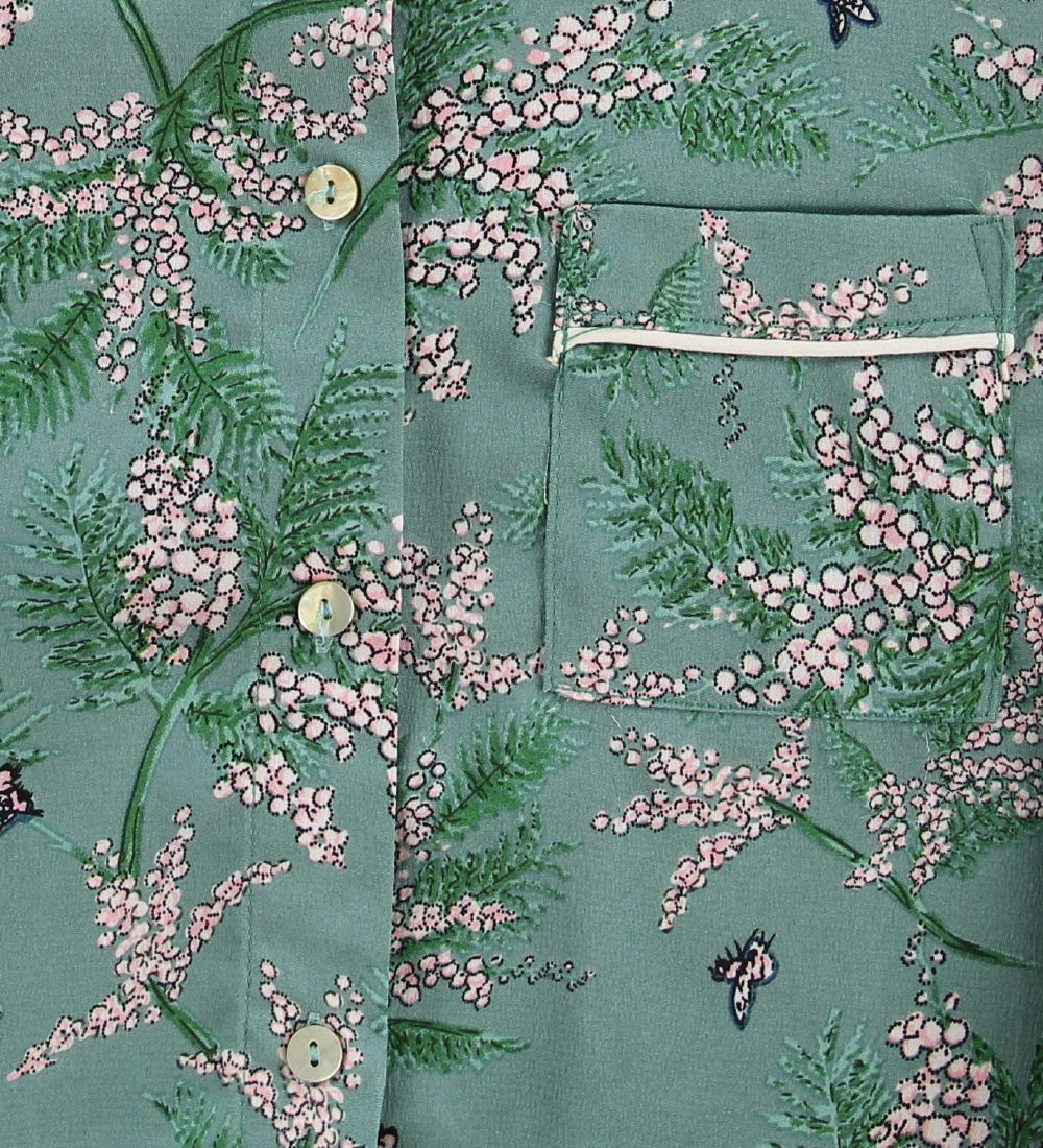 Grunt Skjorte - Sofia - Grøn m. Blomster