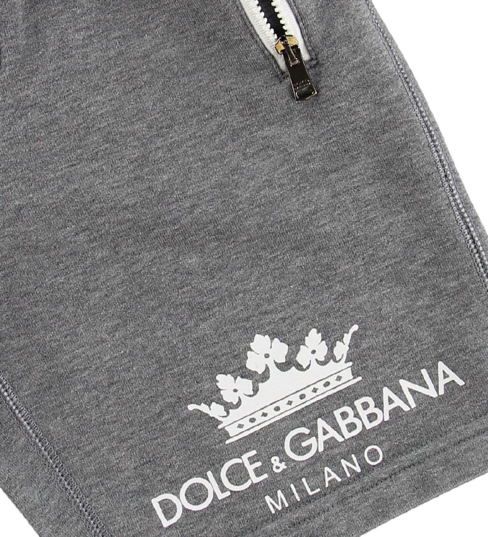 Dolce & Gabbana Shorts - Sweat - Gråmeleret m. Logo