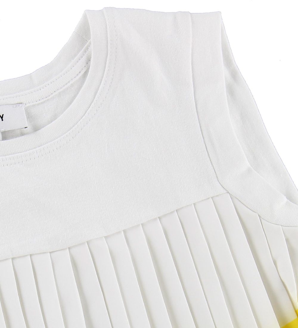 DKNY Top - Plisseret - Hvid/Gul