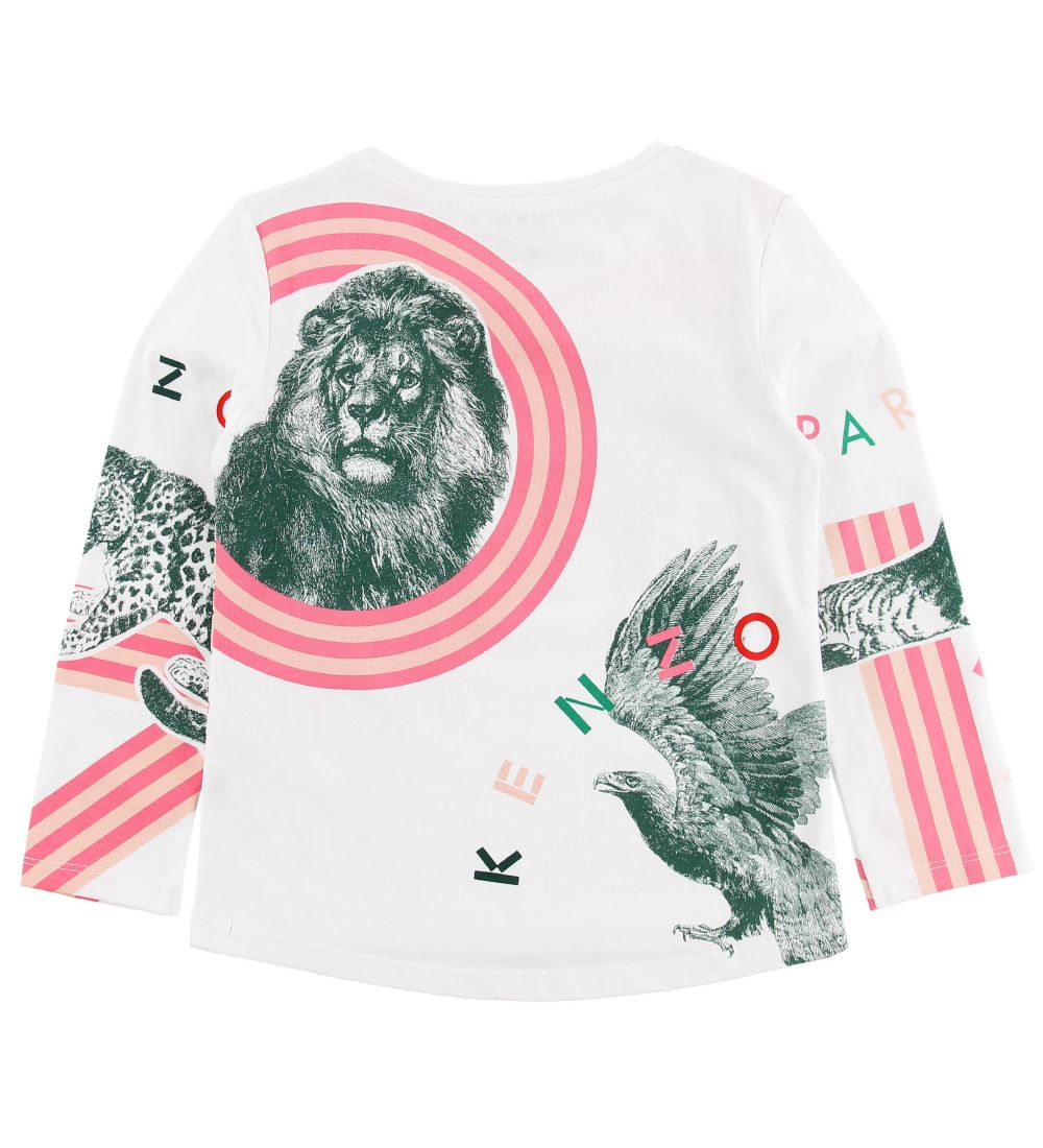 Kenzo Bluse - Hvid m. Tiger/Elefant
