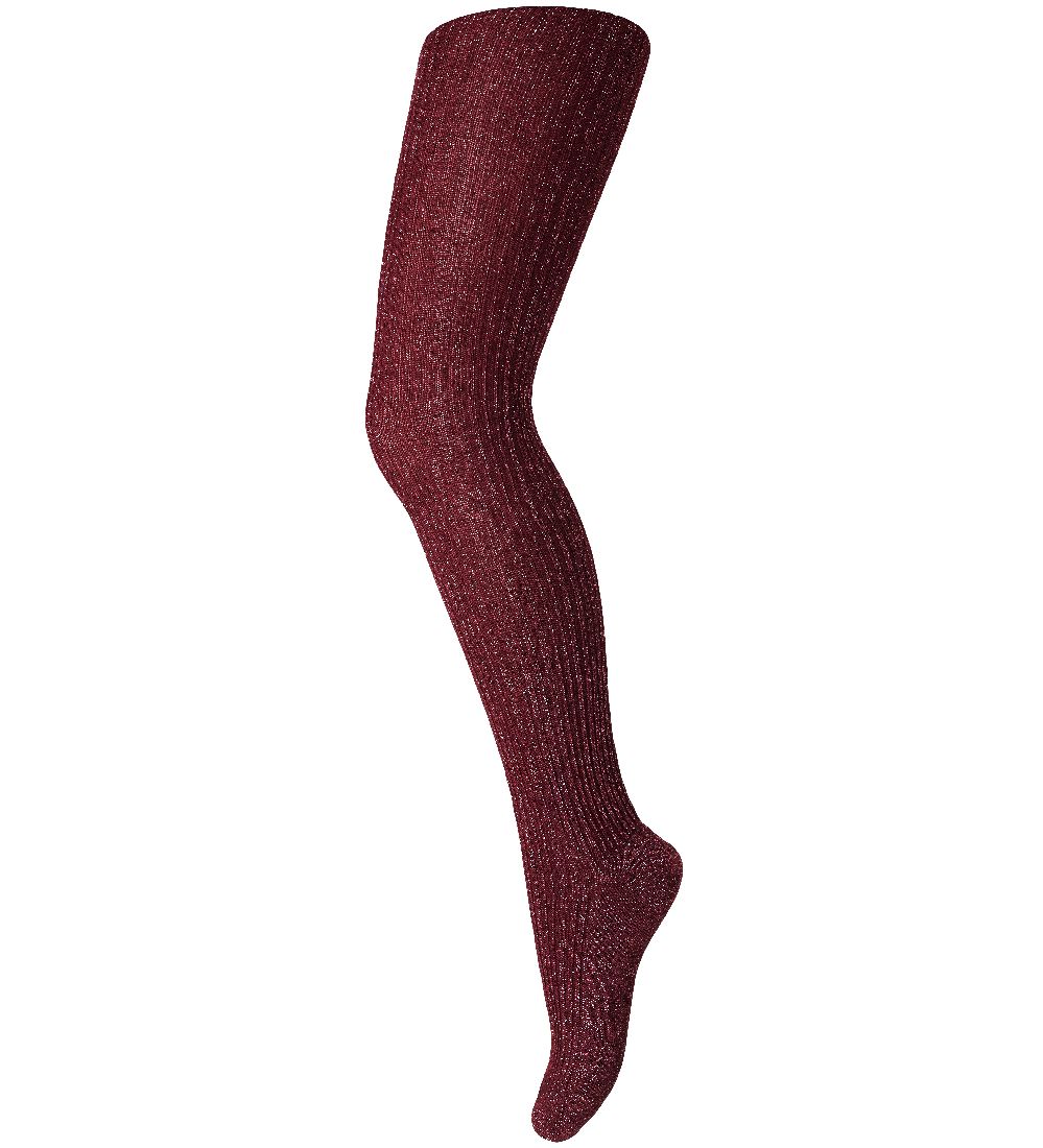 MP Strømpebukser - Celosia - Bambus - Mørk Rød m. Glimmer