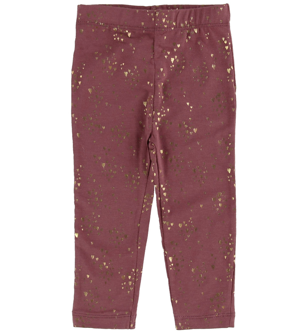 Knast by Krutter Leggings - Mørk Rosa m. Hjerter