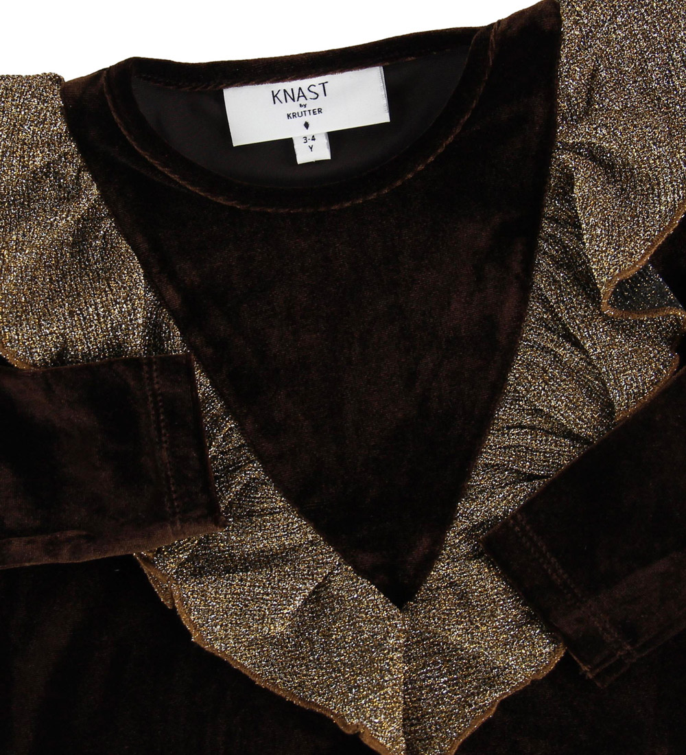 Knast by Krutter Bluse m. Flæse - Brun m. Glimmer