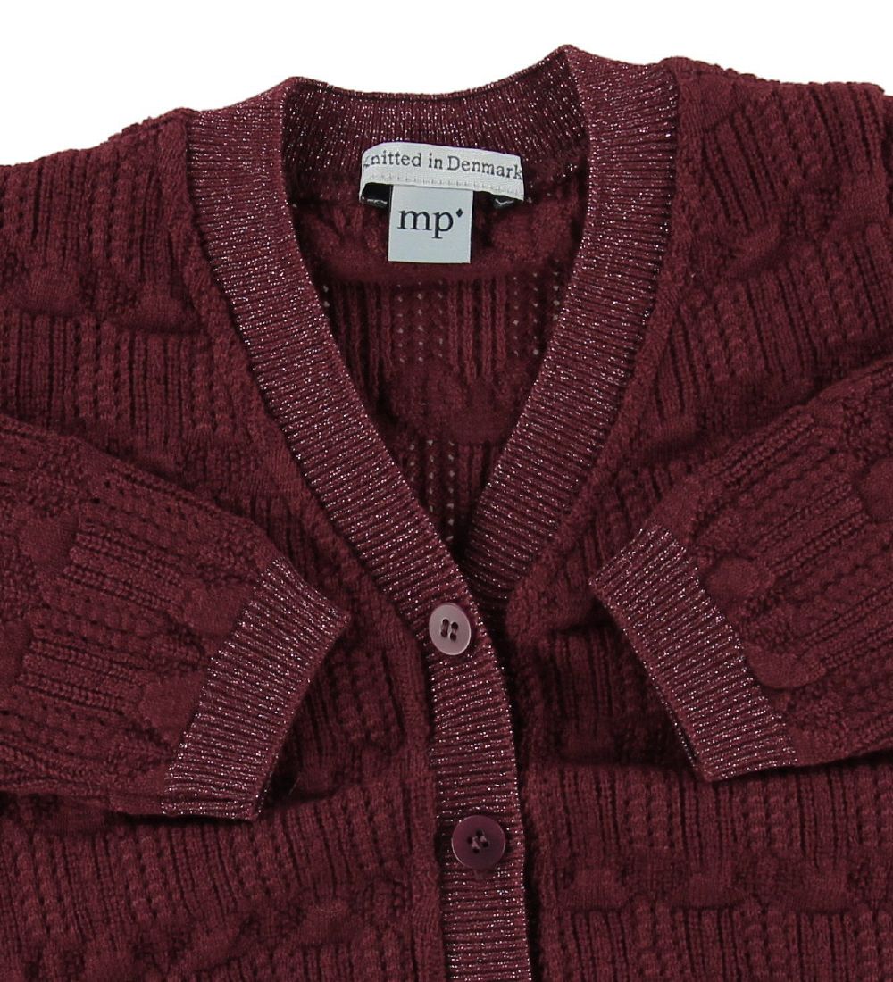 MP Cardigan - Uld/Bomuld - Bordeaux m. Glimmer