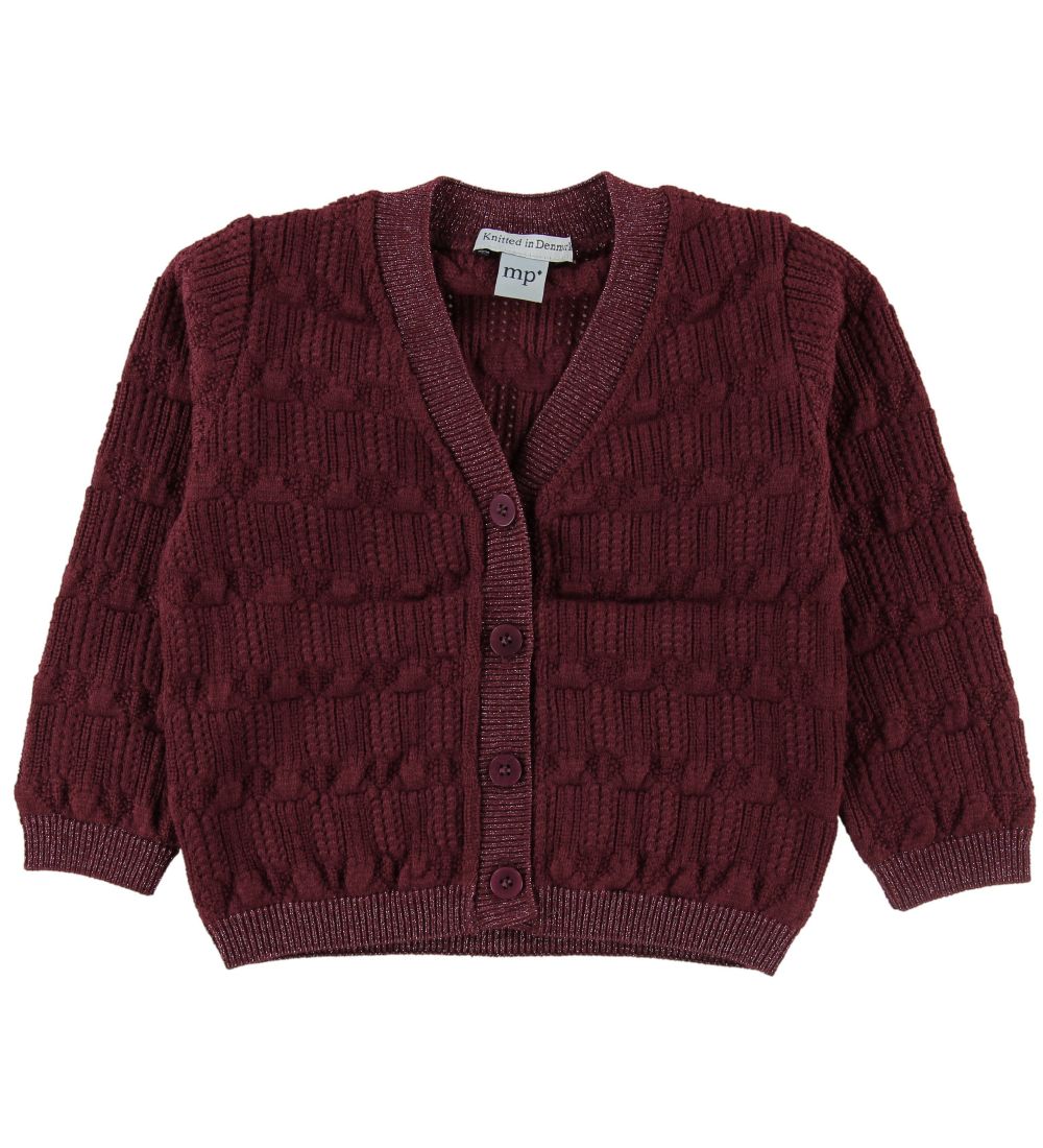 MP Cardigan - Uld/Bomuld - Bordeaux m. Glimmer