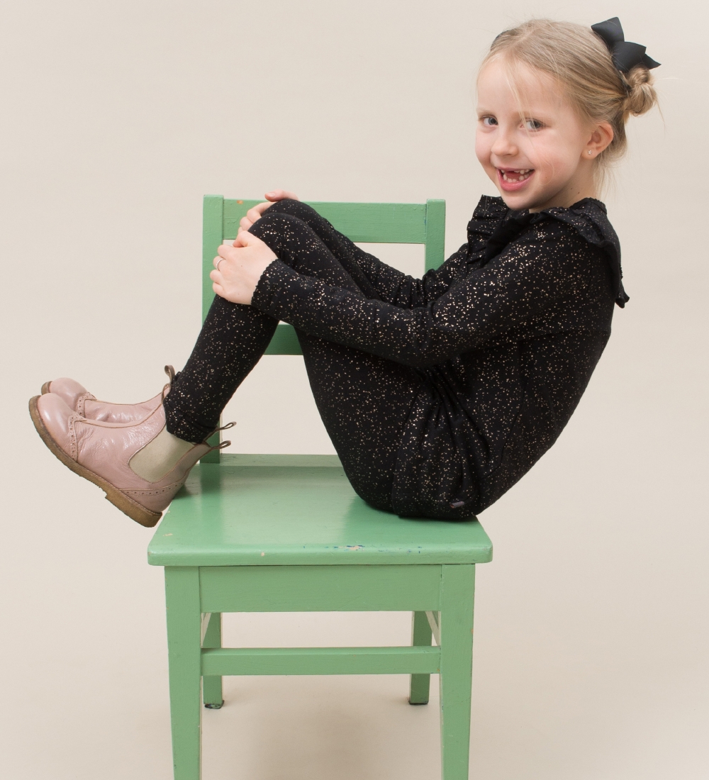 Little Wonders Leggings - Sort m. Glimmerprikker
