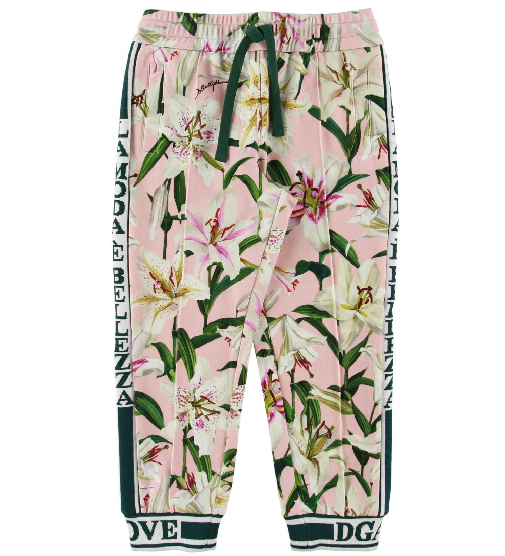 Dolce & Gabbana Bukser - Lilium - Rosa m. Hvide Liljer